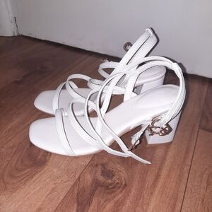 Elegant White Strappy Women's Heels